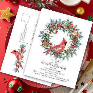 Invitation Carte Postale FÊTE SURPRISE 65e Anniversaire Couronne Cardinal R