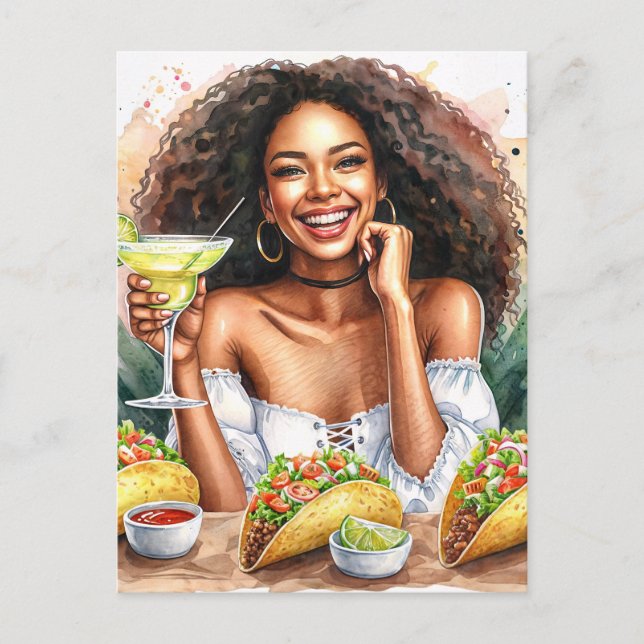 Invitation Carte Postale Fête Tacos avec Margarita (Devant)