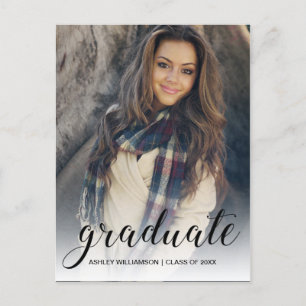 Invitation Carte Postale Fêter la photo White Ombre Graduation Party