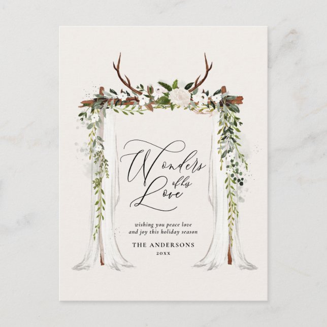 Invitation Carte Postale Feuillage de cerf rustique vacances photo christsm (Devant)