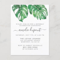 Feuilles de Monstera Tropicales Anniversaire Écrit