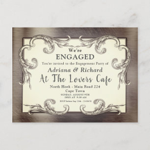 Invitation Carte Postale Fiançailles de décoration Vintage or-argent-laiton