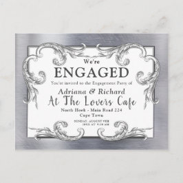 Invitation Carte Postale Fiançailles de décoration Vintage or-argent-laiton