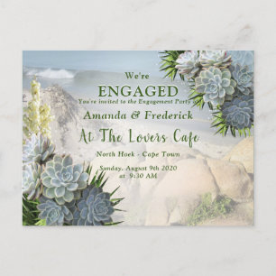 Invitation Carte Postale Fiançailles de teintes succulentes de blues pâles