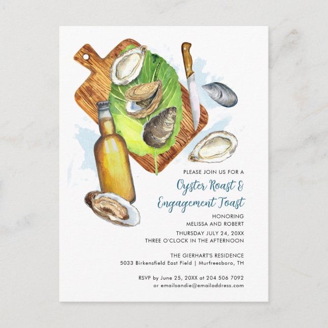 Invitation Carte Postale Fiançailles Toast Party Roast Couples (Devant)