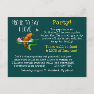 Invitation Carte Postale Fier d'affirmer que j'aime les Koi !