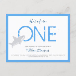 Invitation Carte Postale Fierce One Requin animal premier anniversaire Invi