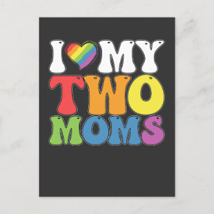 Invitation Carte Postale Fierté LGBT J'Aime Mes Deux Moms Soutien Lesbien G