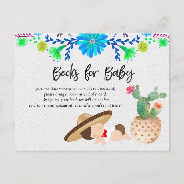 Invitation Carte Postale Fiesta Baby Muchacho Baby showers Livres pour bébé (Devant)