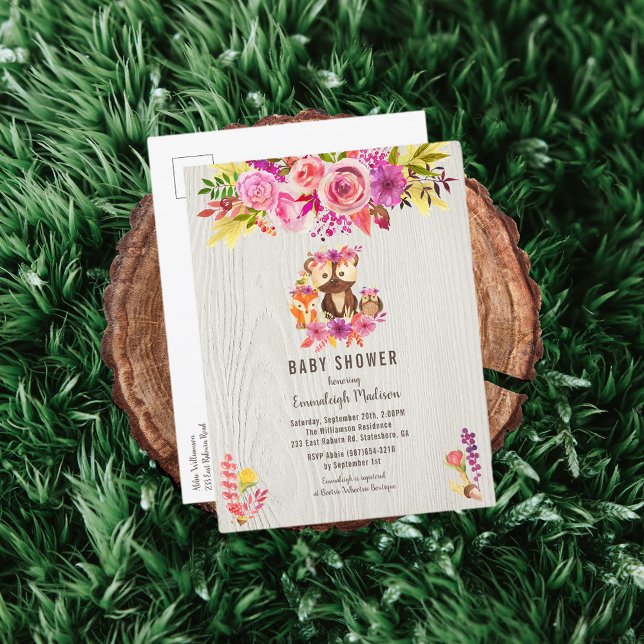 Invitation Carte Postale Fille Baby shower d'automne (Créateur téléchargé)