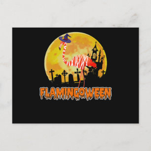 Invitation Carte Postale Flamant rose Flamant Fou Halloween drôle Sorcièr