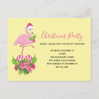 Flamant rose rose à Santa Hat Noël Whimsical