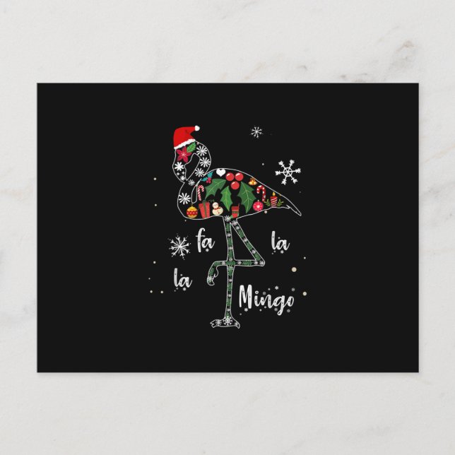 Invitation Carte Postale Flamingo drôle de Noël Xmas (Devant)
