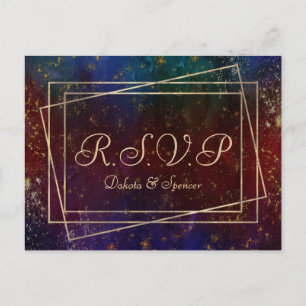 Invitation Carte Postale Flammes vibrantes   Aquarelle couleur bijoux RSVP