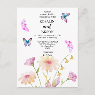 Invitation Carte Postale fleur aquarelle modifiable