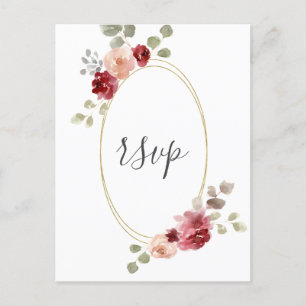 Invitation Carte Postale Fleur de Bourgogne Géométrique Eucalyptus RSVP de 