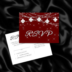 Invitation Carte Postale Fleur de Lis   Crimson Red Response