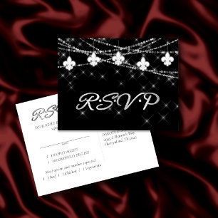 Invitation Carte Postale Fleur de Lis   Mardi Gras Thème RSVP Entree