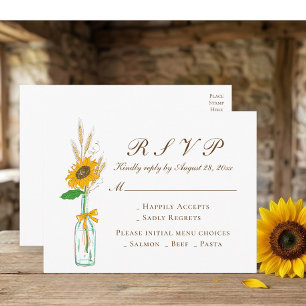 Invitation Carte Postale Fleur de pays Jaune Tournesol Mariage RSVP