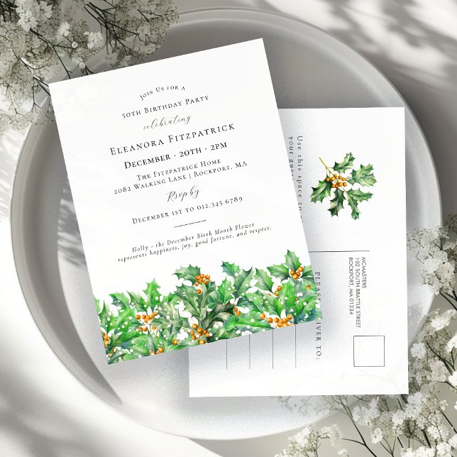 Invitation Carte Postale Fleur du mois de naissance de 50e anniversaire de  (Créateur téléchargé)