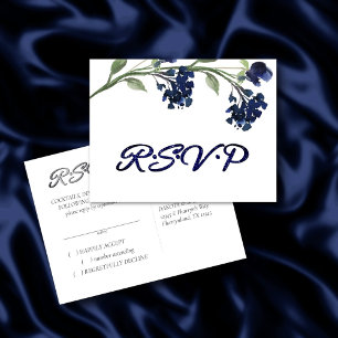 Invitation Carte Postale Fleur sauvage   Classique Bleu Bohème Fleur RSVP