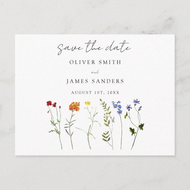 Invitation Carte Postale Fleur sauvage LGBTQ Fierté gay Floral Enregistrer  (Devant)
