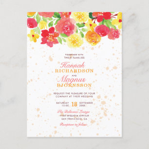 Invitation Carte Postale Fleurs d'aquarelle orange mignonne Merveilleux Mar