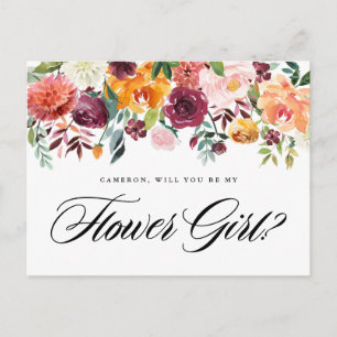 Invitation Carte Postale Fleurs d'automne Vous serez ma demoiselle d'honneu