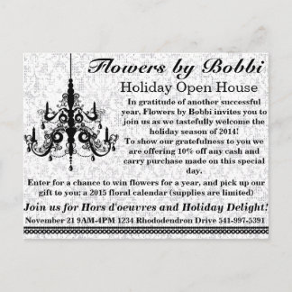 Invitation Carte Postale Fleurs de Bobbi Holiday Open House 2014