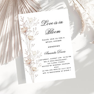 Invitation Carte Postale Fleurs de douche nuptiale amour en fleurs blush