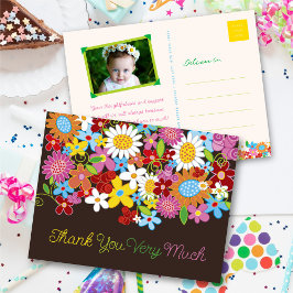 Invitation Carte Postale Fleurs de printemps colorées Whimsical Merci de ja