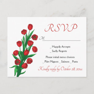 Invitation Carte Postale Fleurs de tulipes rouges florales RSVP Mariage Fêt