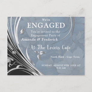 Invitation Carte Postale Fleurs mélange blanc bleu pâle doux