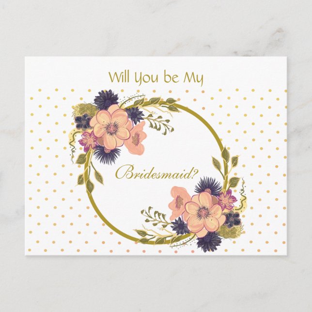 Invitation Carte Postale Fleurs Rustiques, Serez-Vous Ma Femme D'Accueil (Devant)