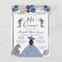 Floral Dusty Bleu Argent Charra Cheval Quinceanera