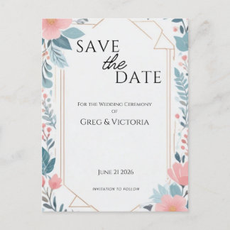 Invitation Carte Postale Floral Enregistrer la date