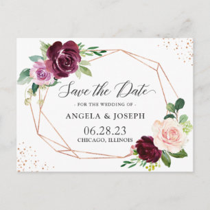 Invitation Carte Postale Floral mauve géométrique moderne Enregistrer la da