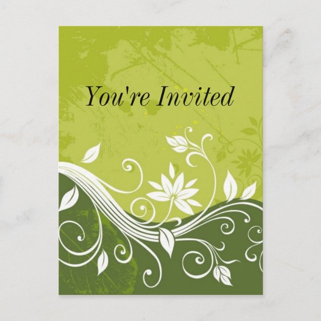 Invitation Carte Postale floral vert - Vous êtes invité - personnalisable (Devant)