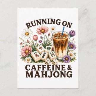 Invitation Carte Postale Fonctionne à la caféine et au Mahjong