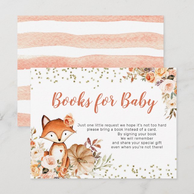 Invitation Carte Postale Fox Oh Girl Fall Livres Citrouilles pour bébé (Devant / Derrière)