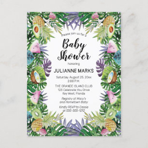 Invitation Carte Postale Fruit tropical   Baby shower d'été verdoyant