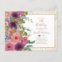 Fuchsia Bourguignon Floral Pailleté Or 70e Anniver