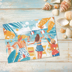 Invitation Carte Postale Fun Beach Scène d'illustration