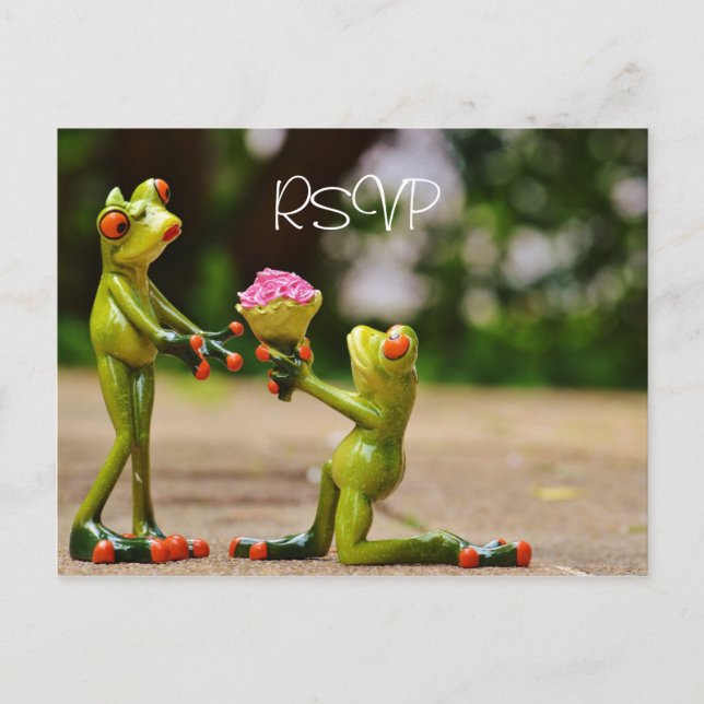 Invitation Carte Postale Funny Frogs Wedding RSVP avec photo (Devant)
