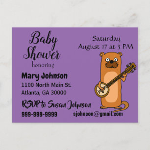Invitation Carte Postale Funny Sea Otter Jouer Baby shower Banjo