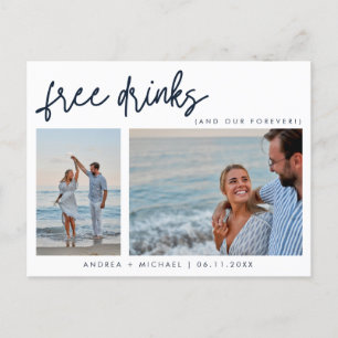 Invitation Carte Postale Funny Two Photo QR Code Mariage Enregistrer la dat