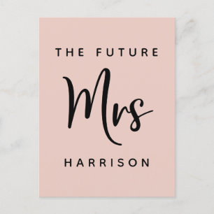 Invitation Carte Postale Futur Mme Blush Fête des mariées rose