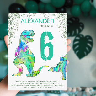 Invitation Carte Postale Garçons fête d'anniversaire jungle dinosaures budg