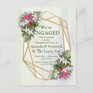 Invitation Carte Postale Géométrique - Fiançailles de bouquet de Parties sc