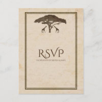 Girafes de Safari Africain Arbre Mariage Vintage R